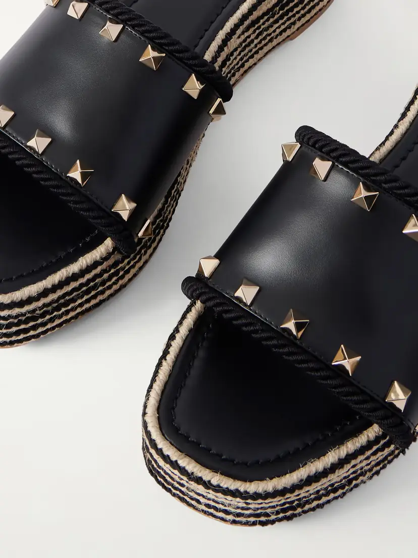 Valentino Garavani Rockstud Leather Platform Espadrille Slides | Thumbnail 5 Valentino Garavani Rockstud Leather Platform Espadrille Slides | Thumbnail 5