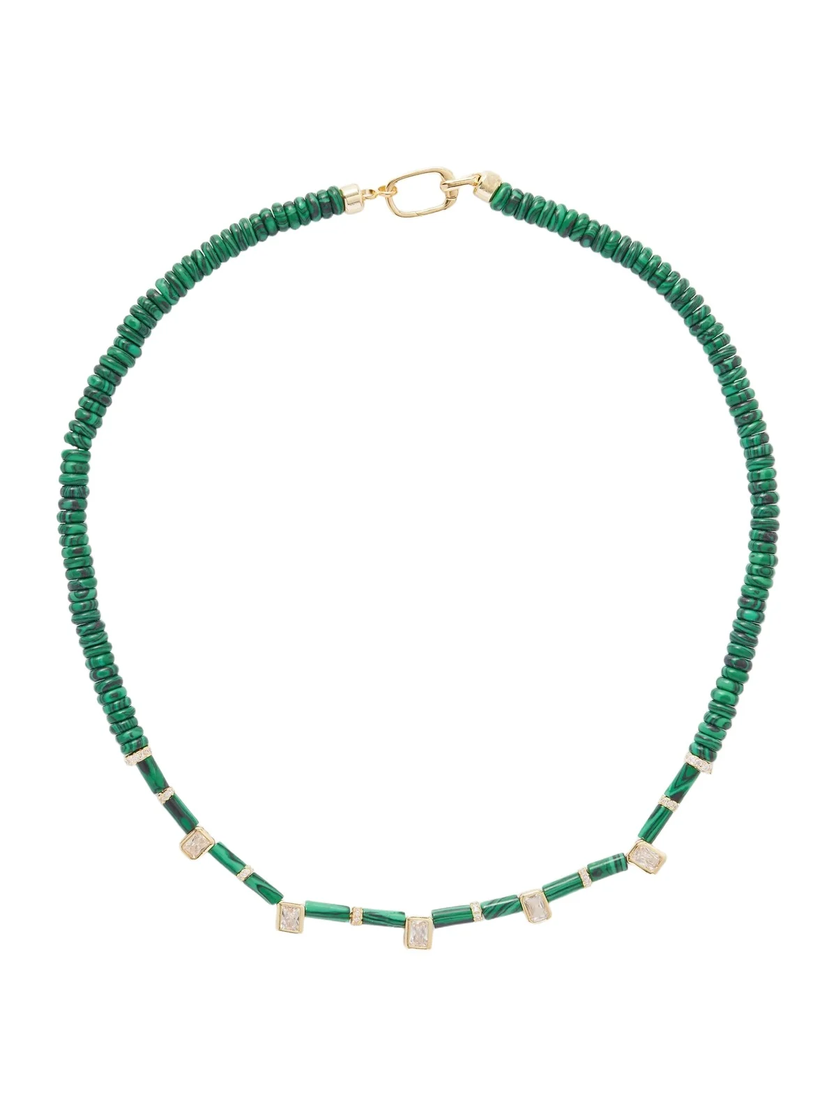 Gold-plated, Malachite And Crystal Necklace - Green Gold-plated, Malachite And Crystal Necklace - Green