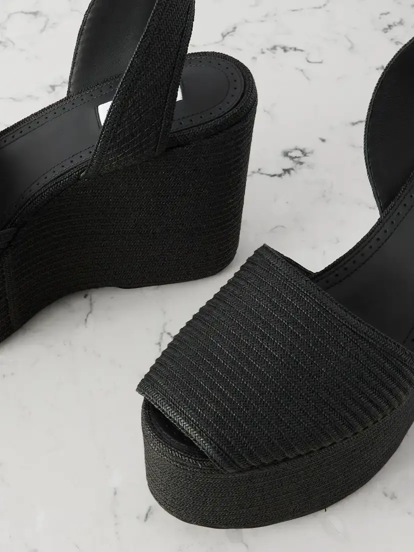 Alaïa Straw Slingback Platform Wedge Sandals | Thumbnail 4 Alaïa Straw Slingback Platform Wedge Sandals | Thumbnail 4