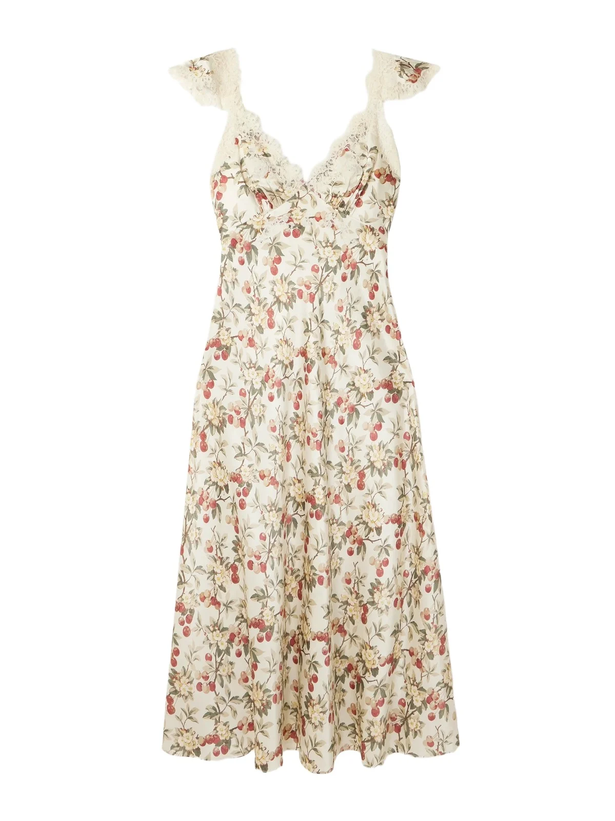 Fiona Lace-trimmed Floral-print Silk-satin Midi Dress Fiona Lace-trimmed Floral-print Silk-satin Midi Dress