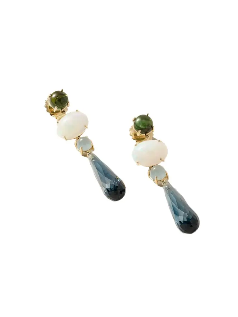 Lotus 18-karat Gold Multi-stone Earrings Lotus 18-karat Gold Multi-stone Earrings