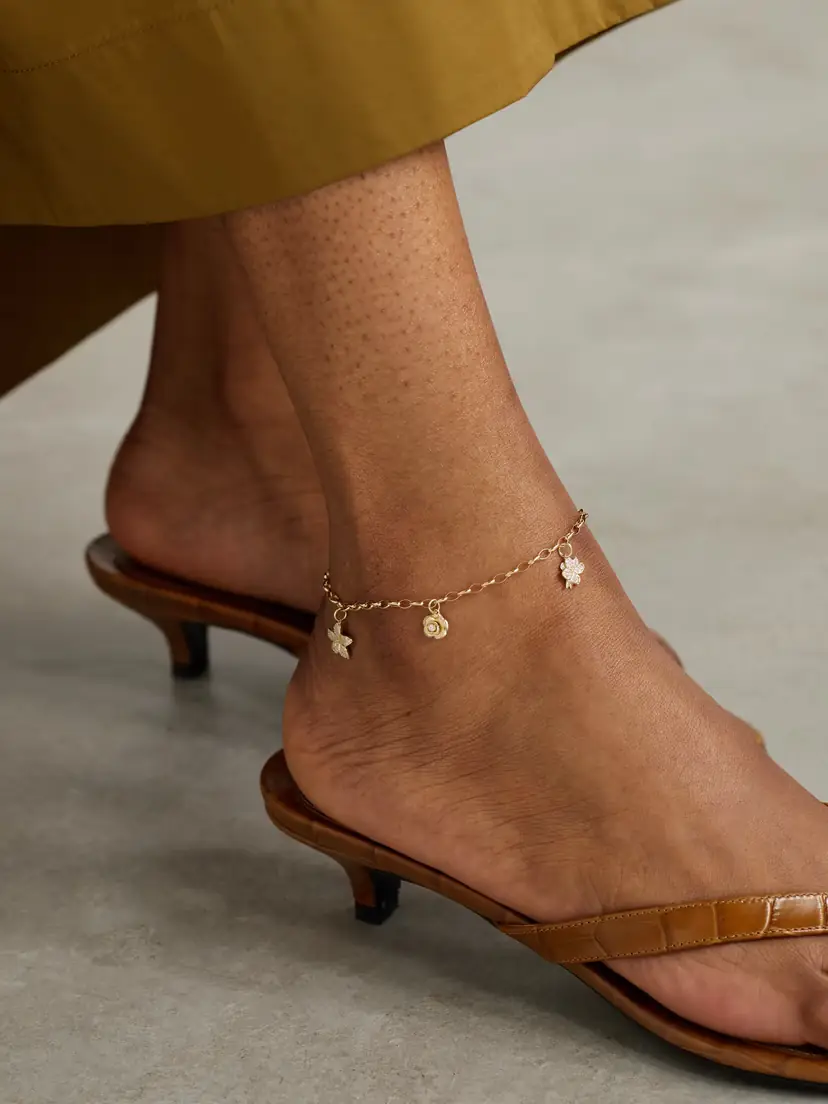 Sydney Evan Xl Flower 14-karat Gold Diamond Anklet | Thumbnail 2
