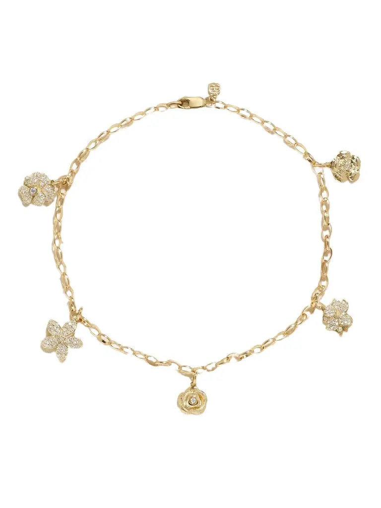 Xl Flower 14-karat Gold Diamond Anklet Xl Flower 14-karat Gold Diamond Anklet