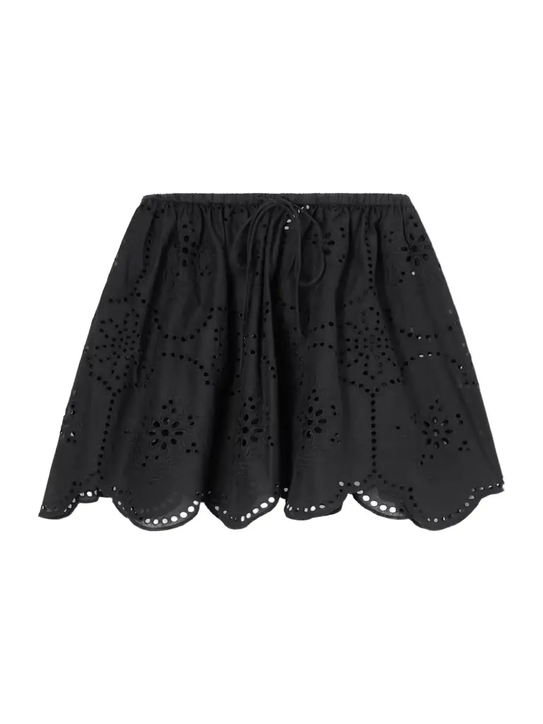 Scalloped Broderie Anglaise-trimmed Cotton Mini Skirt Scalloped Broderie Anglaise-trimmed Cotton Mini Skirt