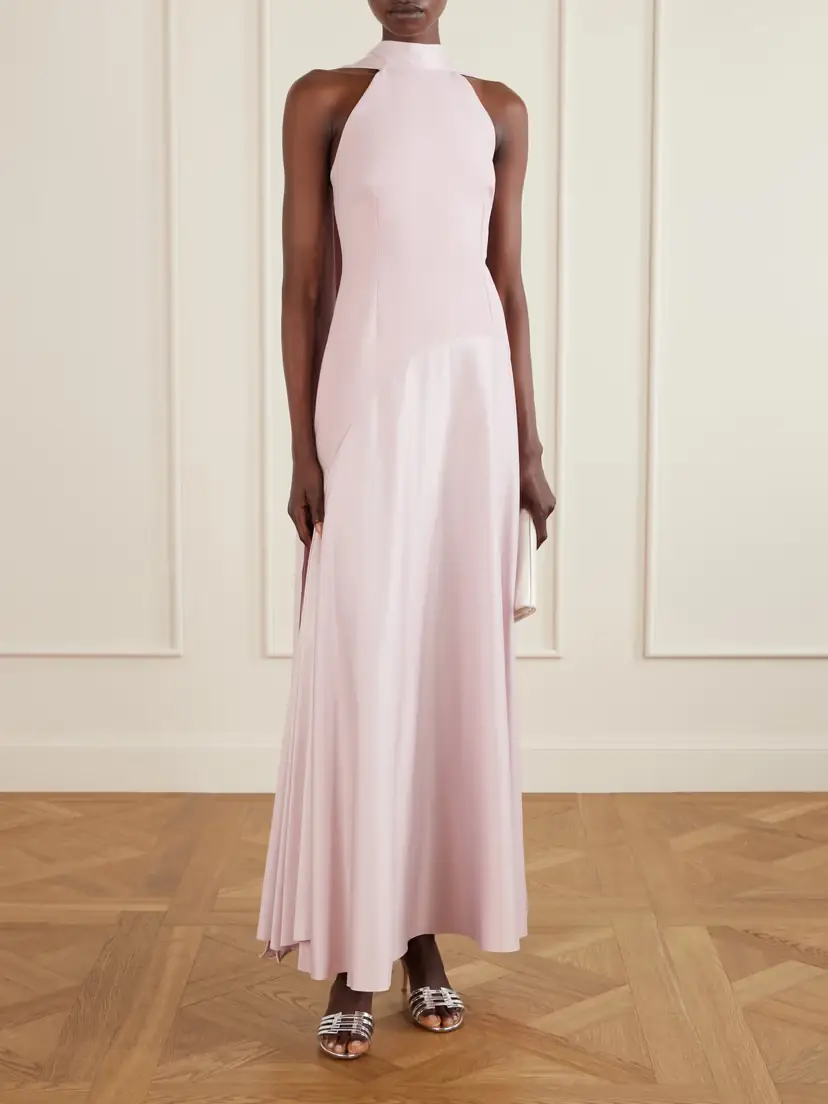 Solace London Cece Cape-effect Crepe And Satin Gown - Pink | Thumbnail 2 Solace London Cece Cape-effect Crepe And Satin Gown - Pink | Thumbnail 2