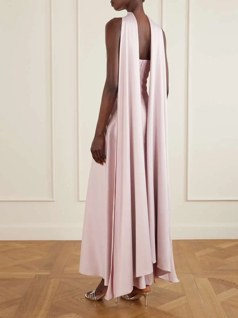 Solace London Cece Cape-effect Crepe And Satin Gown - Pink | Thumbnail 3 Solace London Cece Cape-effect Crepe And Satin Gown - Pink | Thumbnail 3