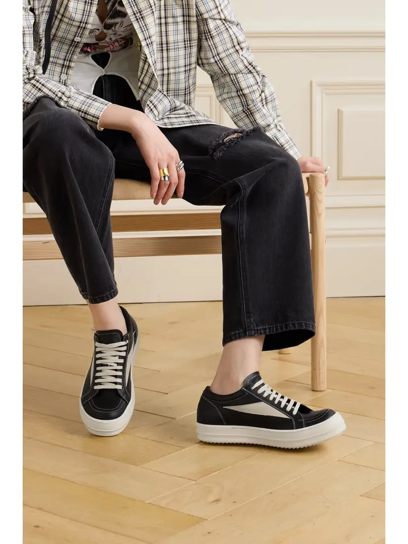 Rick Owens Vintage Suede-trimmed Leather Sneakers | Thumbnail 2 Rick Owens Vintage Suede-trimmed Leather Sneakers | Thumbnail 2