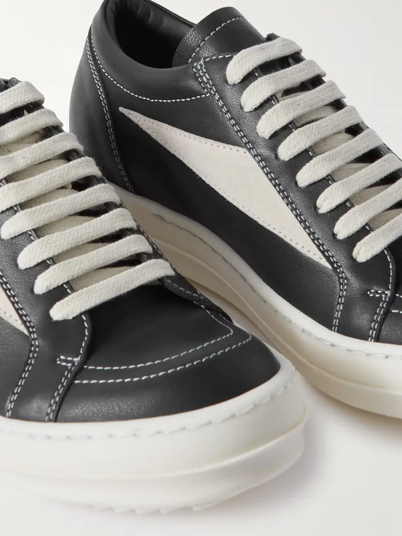 Rick Owens Vintage Suede-trimmed Leather Sneakers | Thumbnail 4 Rick Owens Vintage Suede-trimmed Leather Sneakers | Thumbnail 4