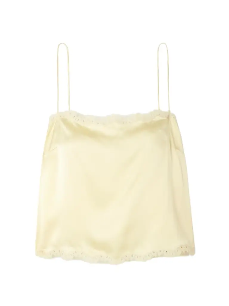 Loure Lace-trimmed Silk-satin Top Loure Lace-trimmed Silk-satin Top