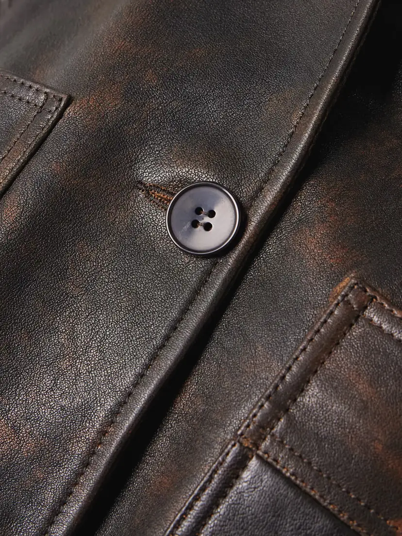 Nour Hammour Seleste Paneled Distressed Leather Jacket | Thumbnail 5