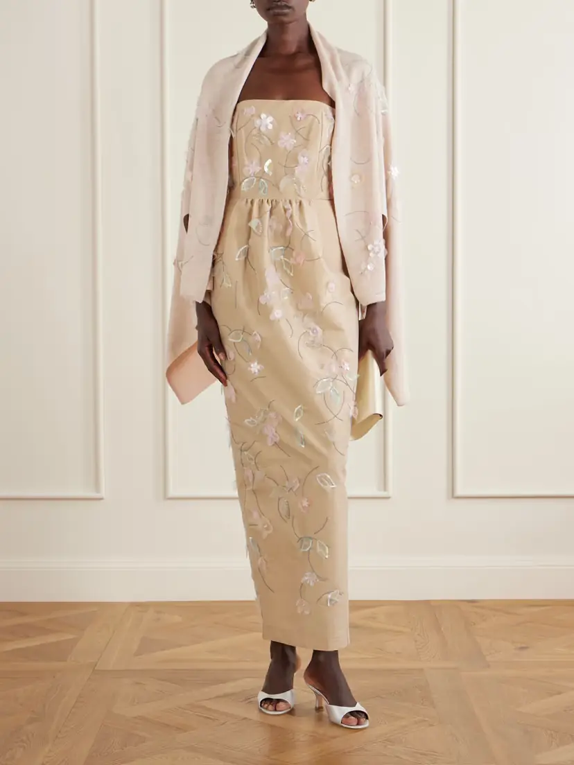 BERNADETTE Shirene Embellished Embroidered Cashmere-blend Cape | Thumbnail 2