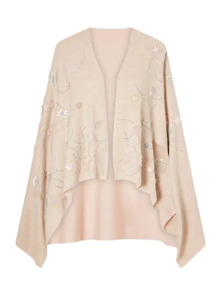 Shirene Embellished Embroidered Cashmere-blend Cape Shirene Embellished Embroidered Cashmere-blend Cape