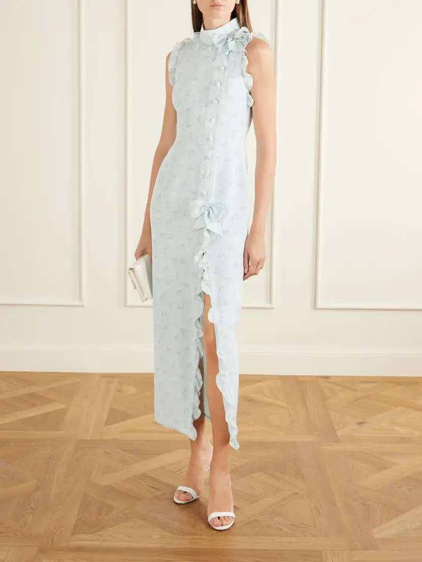 Alessandra Rich Printed Silk Midi Dress | Thumbnail 2 Alessandra Rich Printed Silk Midi Dress | Thumbnail 2