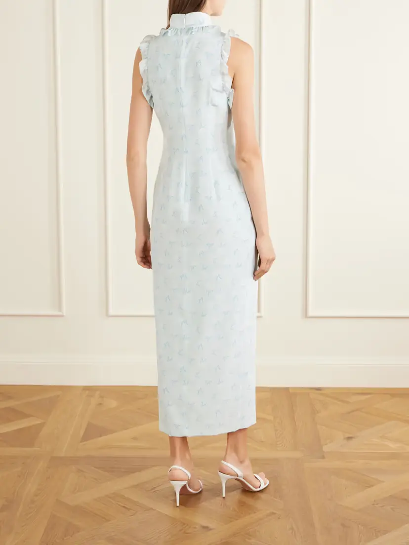 Alessandra Rich Printed Silk Midi Dress | Thumbnail 3 Alessandra Rich Printed Silk Midi Dress | Thumbnail 3