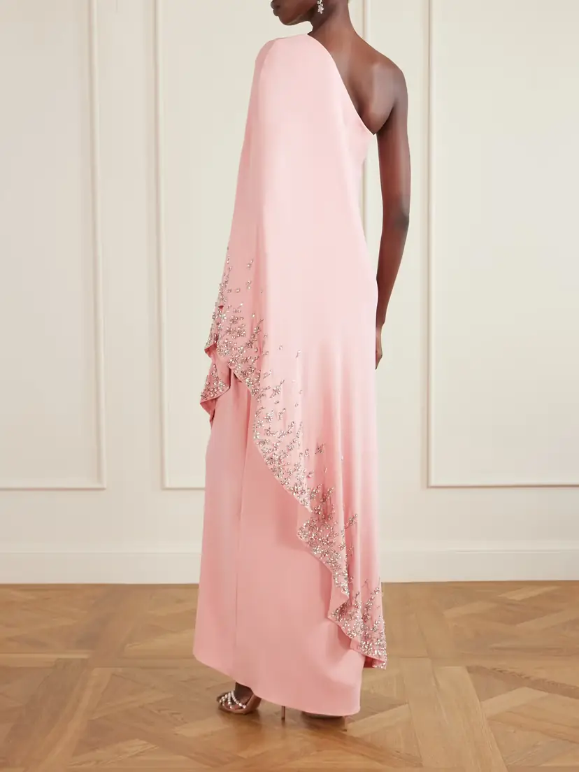 Oscar de la Renta One-shoulder Crystal-embellished Silk-blend Crepe Gown | Thumbnail 3 Oscar de la Renta One-shoulder Crystal-embellished Silk-blend Crepe Gown | Thumbnail 3