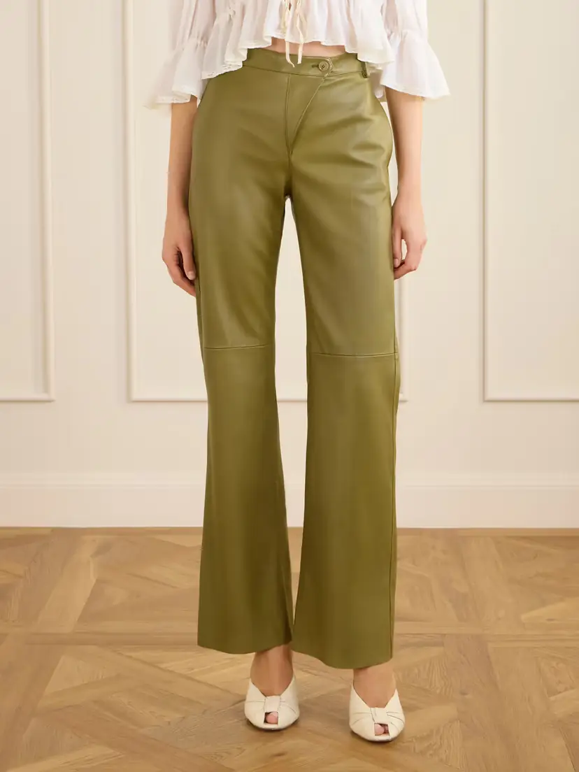 Chloé High-rise Paneled Leather Straight-leg Pants | Thumbnail 3 Chloé High-rise Paneled Leather Straight-leg Pants | Thumbnail 3