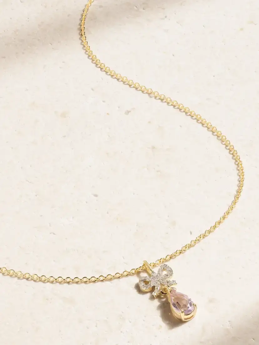 Pretty In Pink 10-karat Gold, Amethyst And Diamond Necklace Pretty In Pink 10-karat Gold, Amethyst And Diamond Necklace