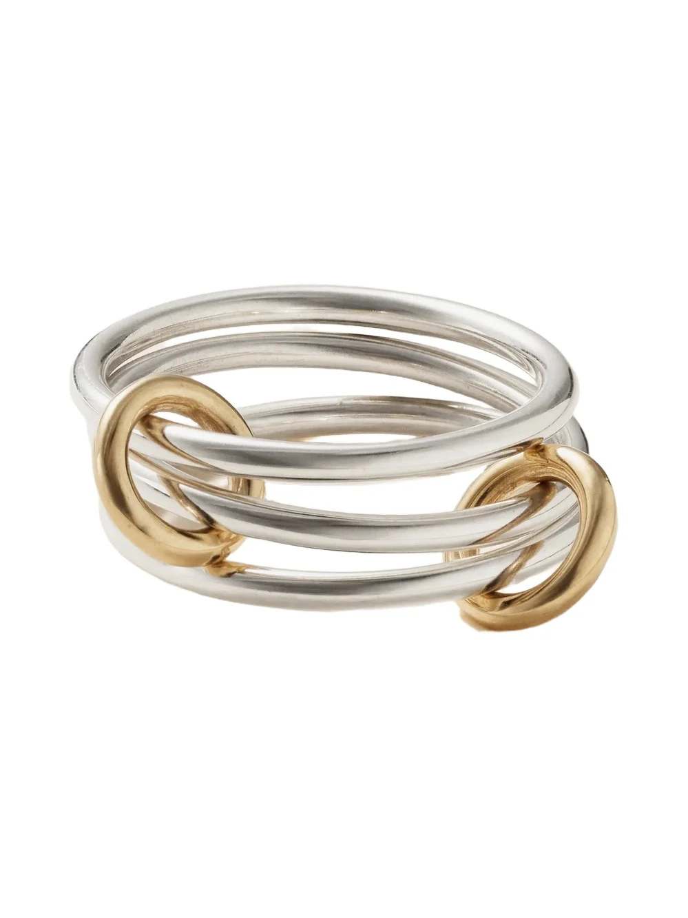 Solarium Set Of Three Sterling Silver And 18-karat Gold Rings Solarium Set Of Three Sterling Silver And 18-karat Gold Rings