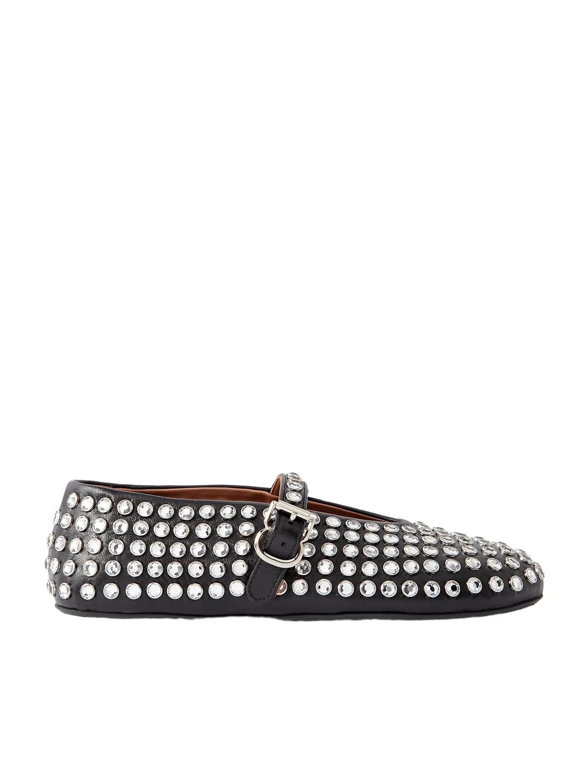Crystal-embellished Leather Ballet Flats