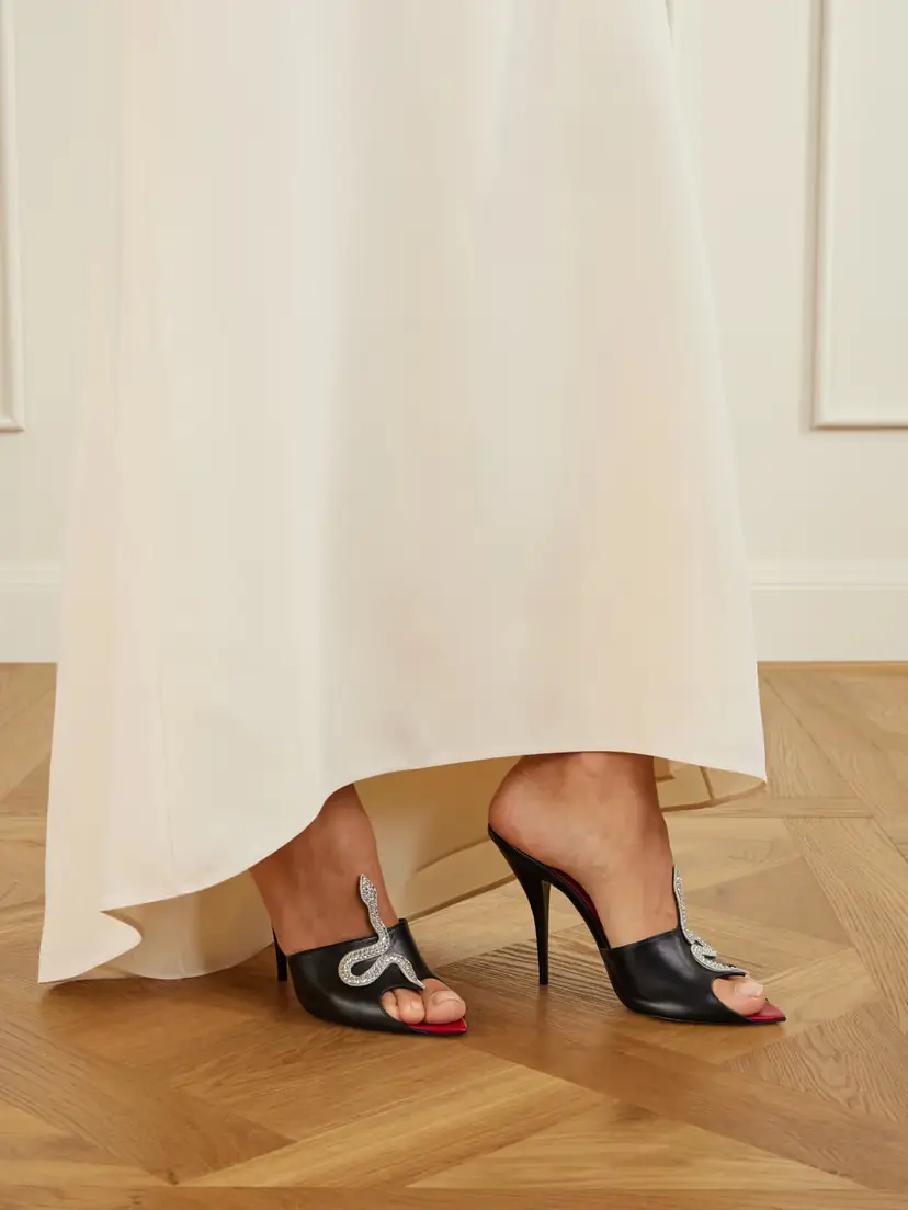 Valentino Garavani Coeur Vipère 105 Crystal-embellished Leather Mules | Thumbnail 2
