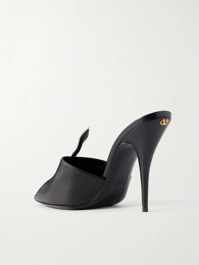 Valentino Garavani Coeur Vipère 105 Crystal-embellished Leather Mules | Thumbnail 3