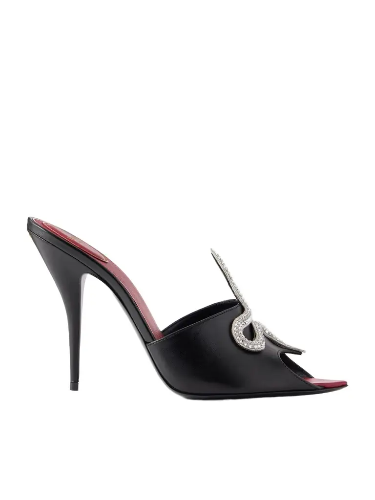 Valentino Garavani Coeur Vipère 105 Crystal-embellished Leather Mules | Image 1 Valentino Garavani Coeur Vipère 105 Crystal-embellished Leather Mules | Image 1