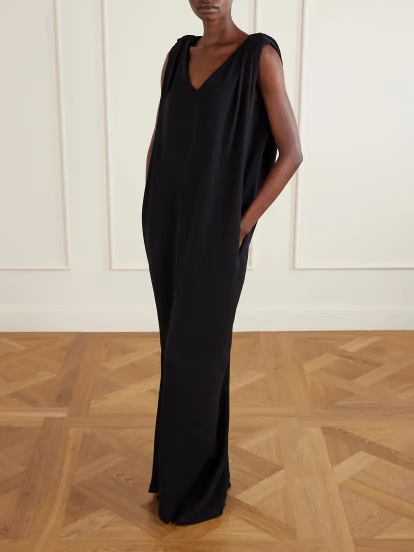 Balenciaga Draped Silk And Wool-blend Crepe Maxi Dress | Thumbnail 2 Balenciaga Draped Silk And Wool-blend Crepe Maxi Dress | Thumbnail 2