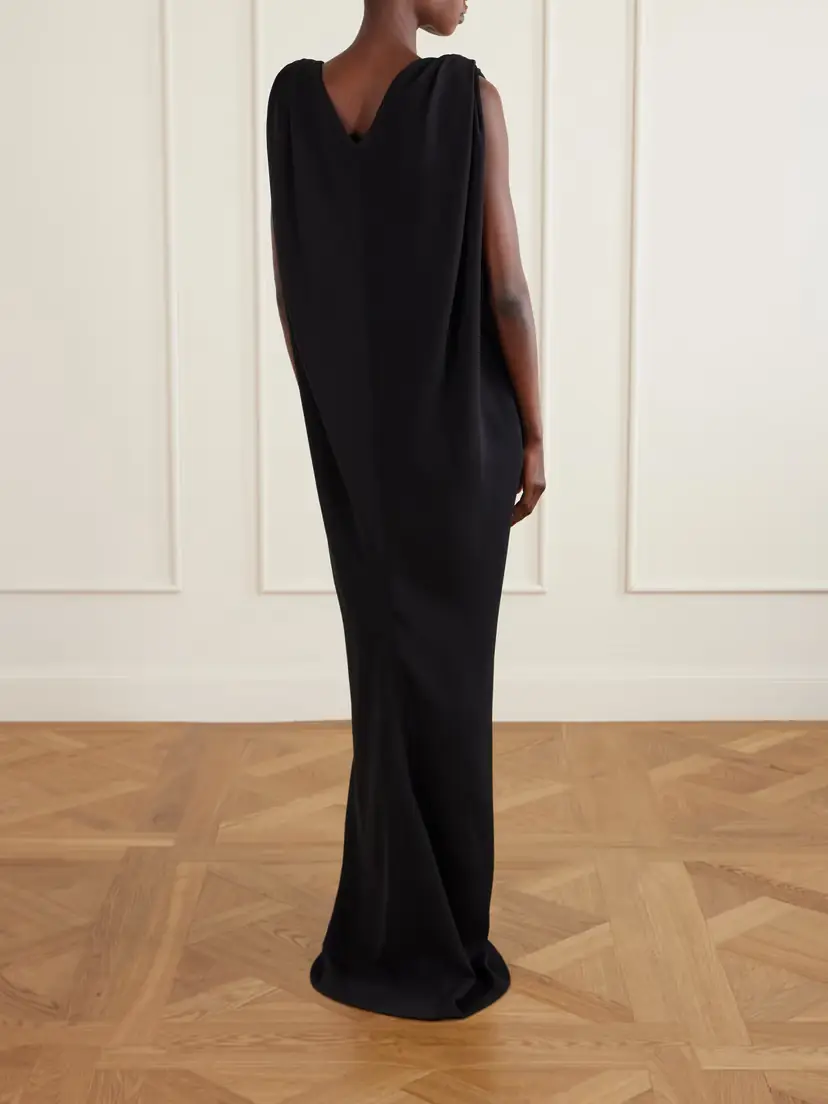 Balenciaga Draped Silk And Wool-blend Crepe Maxi Dress | Thumbnail 3 Balenciaga Draped Silk And Wool-blend Crepe Maxi Dress | Thumbnail 3