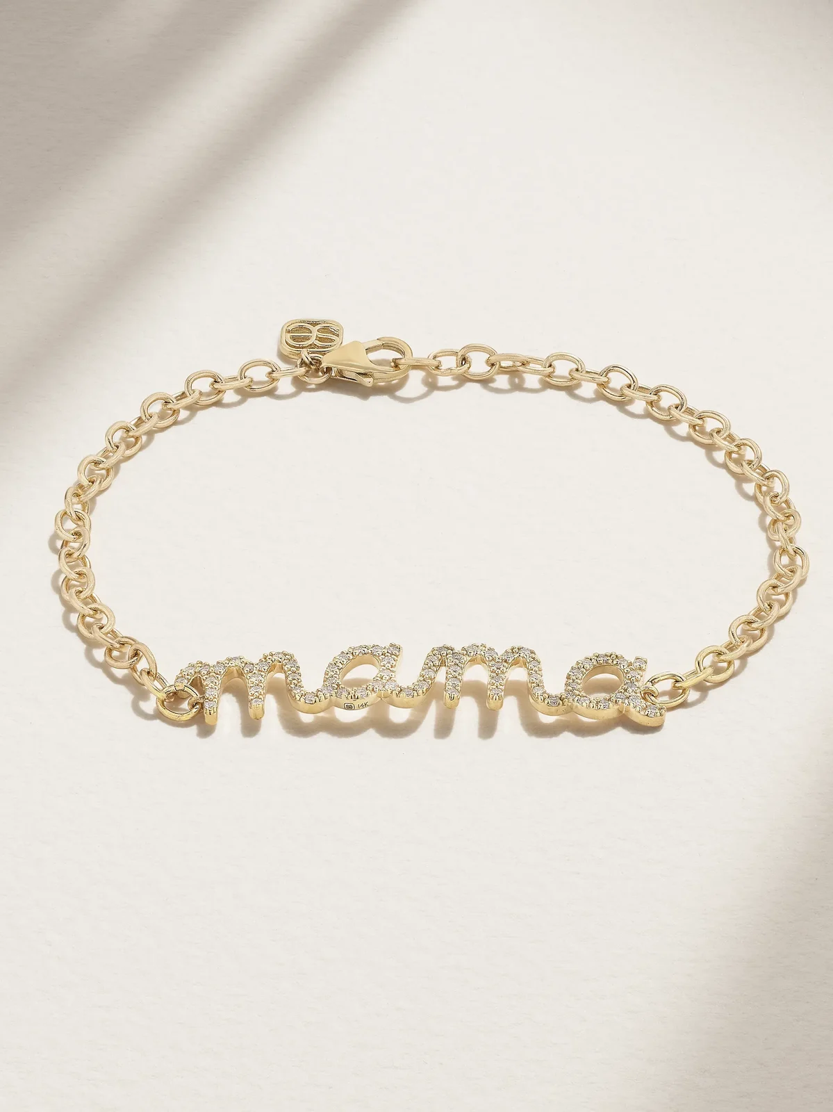 Large Mama Script 14-karat Gold Diamond Bracelet Large Mama Script 14-karat Gold Diamond Bracelet