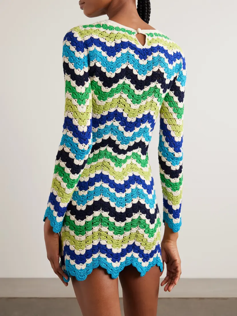ESCVDO Victoria Scalloped Crocheted Cotton Mini Dress | Thumbnail 3
