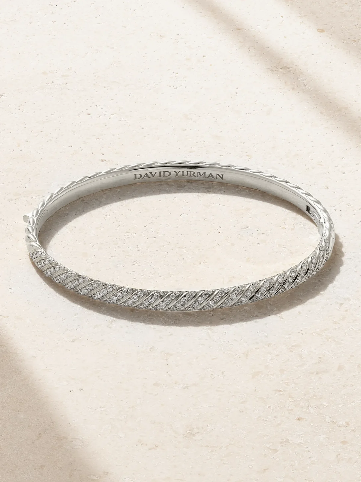 Sculpted Cable 18-karat White Gold Diamond Bangle Sculpted Cable 18-karat White Gold Diamond Bangle