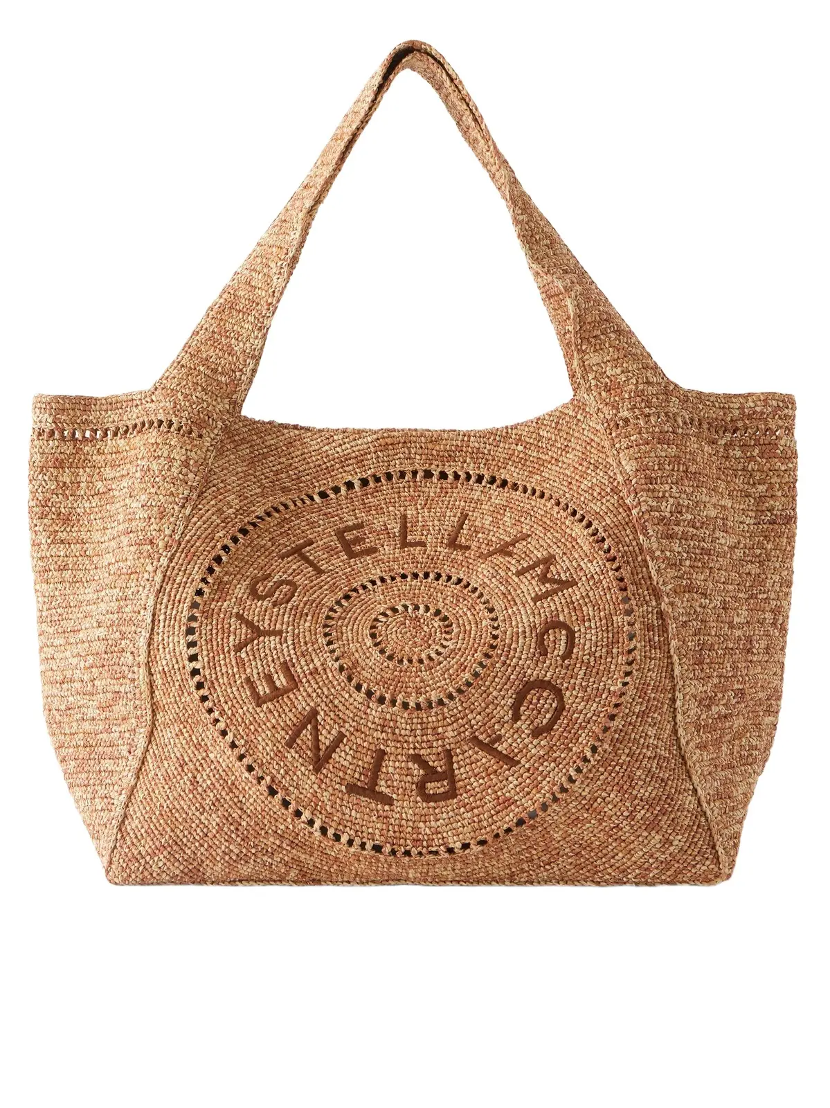Logo-embroidered Raffia Tote Bag