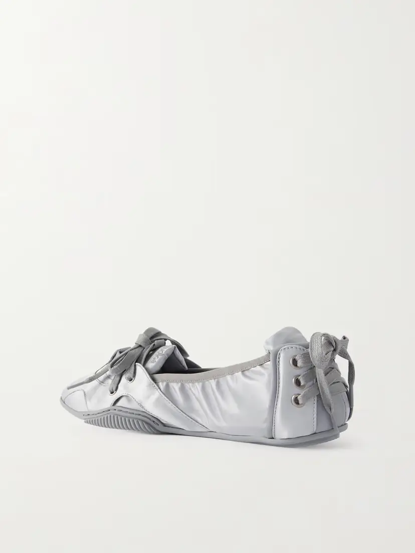 Acne Studios Bilaria Paneled Logo-print Satin Ballet Flats | Thumbnail 3 Acne Studios Bilaria Paneled Logo-print Satin Ballet Flats | Thumbnail 3