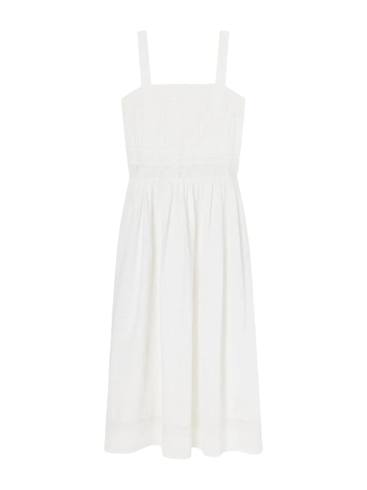 Antigua Lace-trimmed Embroidered Cotton Midi Dress