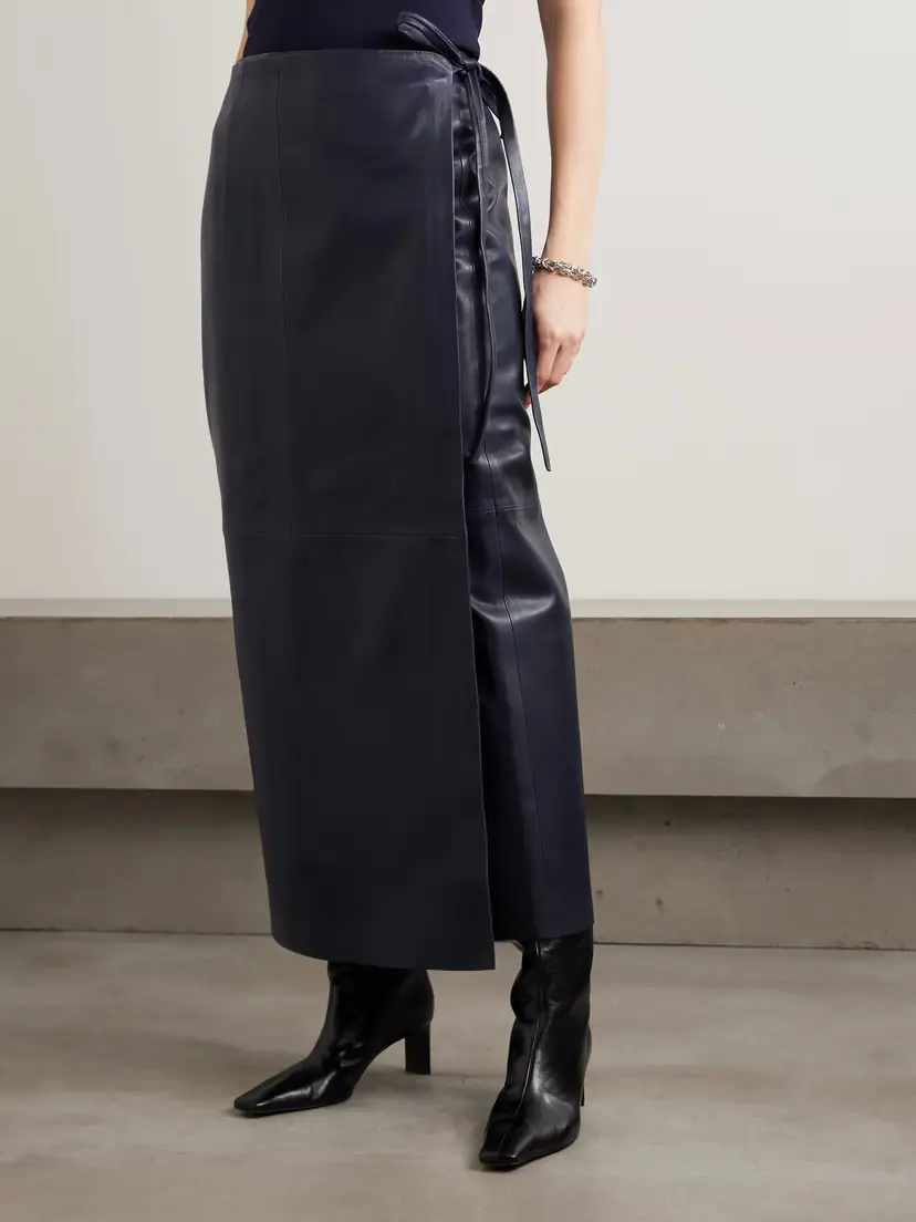 Nour Hammour Paneled Leather Maxi Wrap Skirt | Thumbnail 3 Nour Hammour Paneled Leather Maxi Wrap Skirt | Thumbnail 3