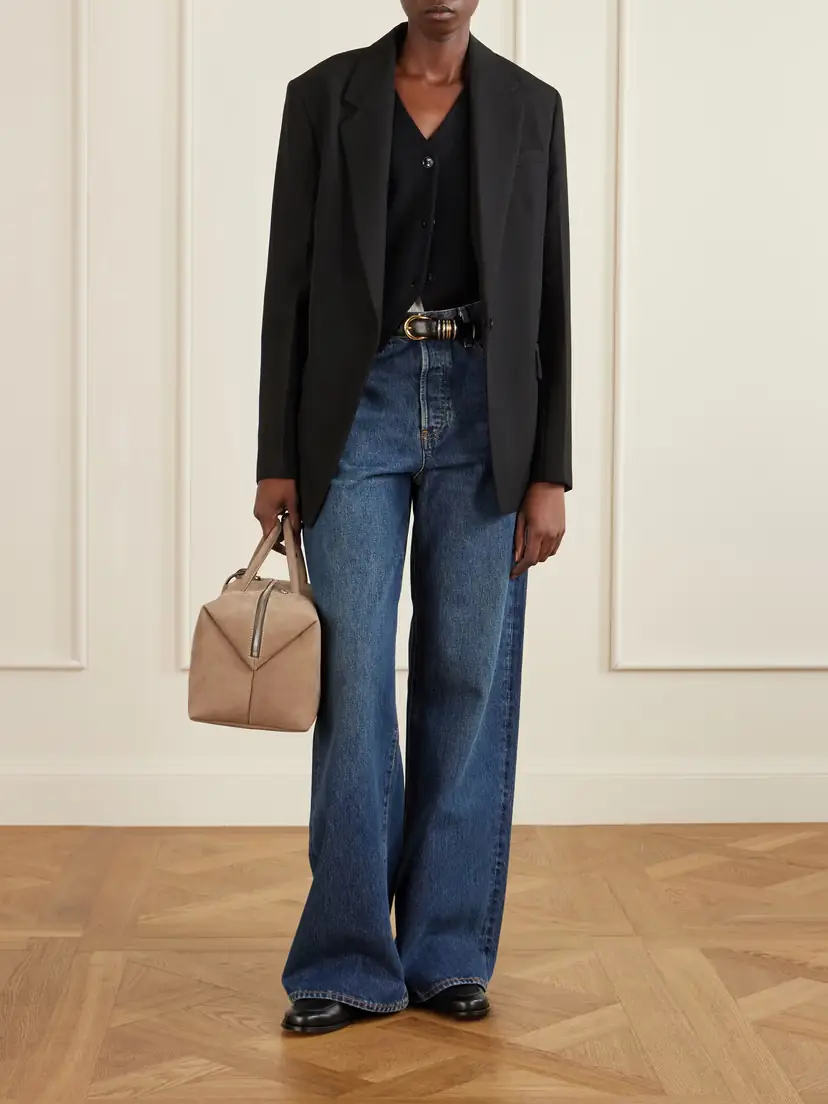 Max Mara Leather-trimmed Nubuck Tote | Thumbnail 3 Max Mara Leather-trimmed Nubuck Tote | Thumbnail 3