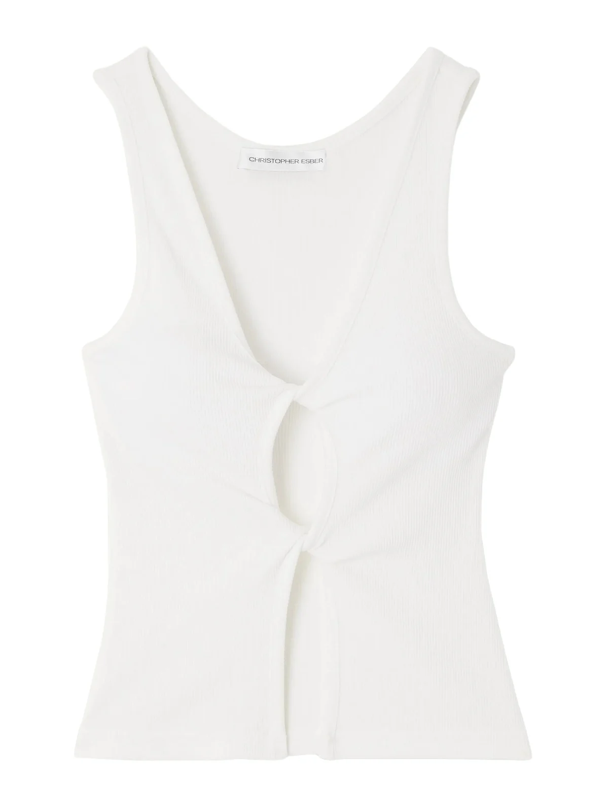 Cutout Twist-front Ribbed-knit Tank