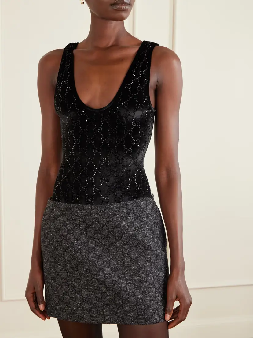 Gucci Crystal-embellished Chenille-jacquard Bodysuit | Thumbnail 3 Gucci Crystal-embellished Chenille-jacquard Bodysuit | Thumbnail 3