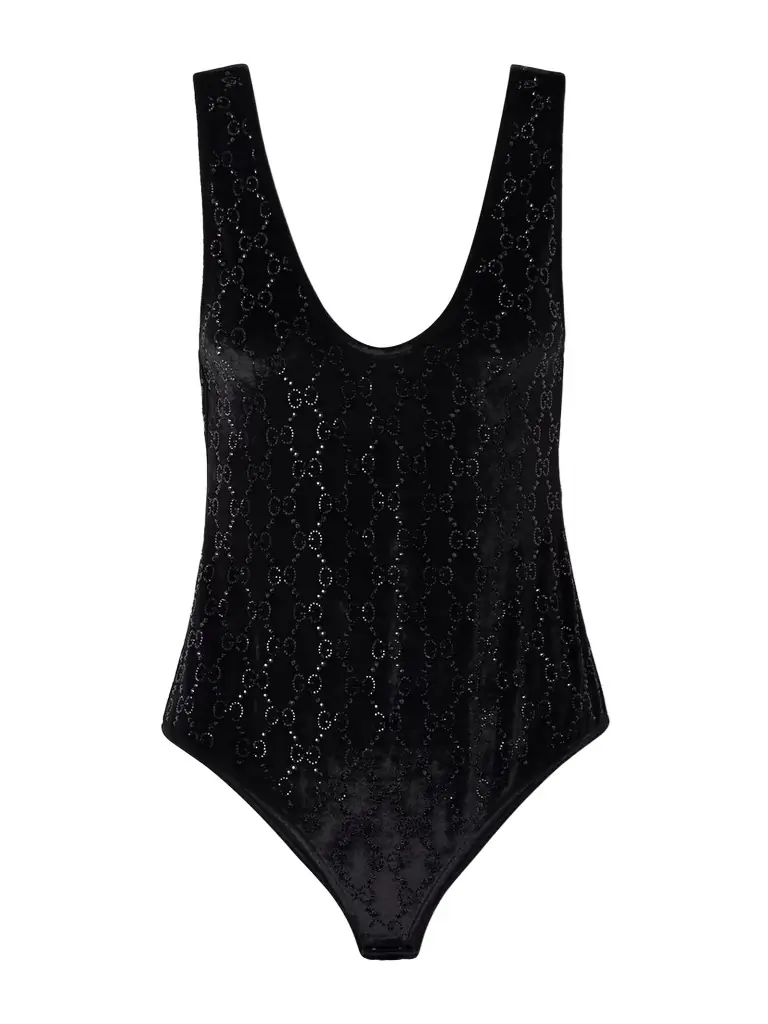 Gucci Crystal-embellished Chenille-jacquard Bodysuit | Image 1 Gucci Crystal-embellished Chenille-jacquard Bodysuit | Image 1