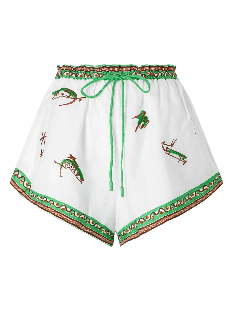 Wanda Embroidered Linen Shorts
