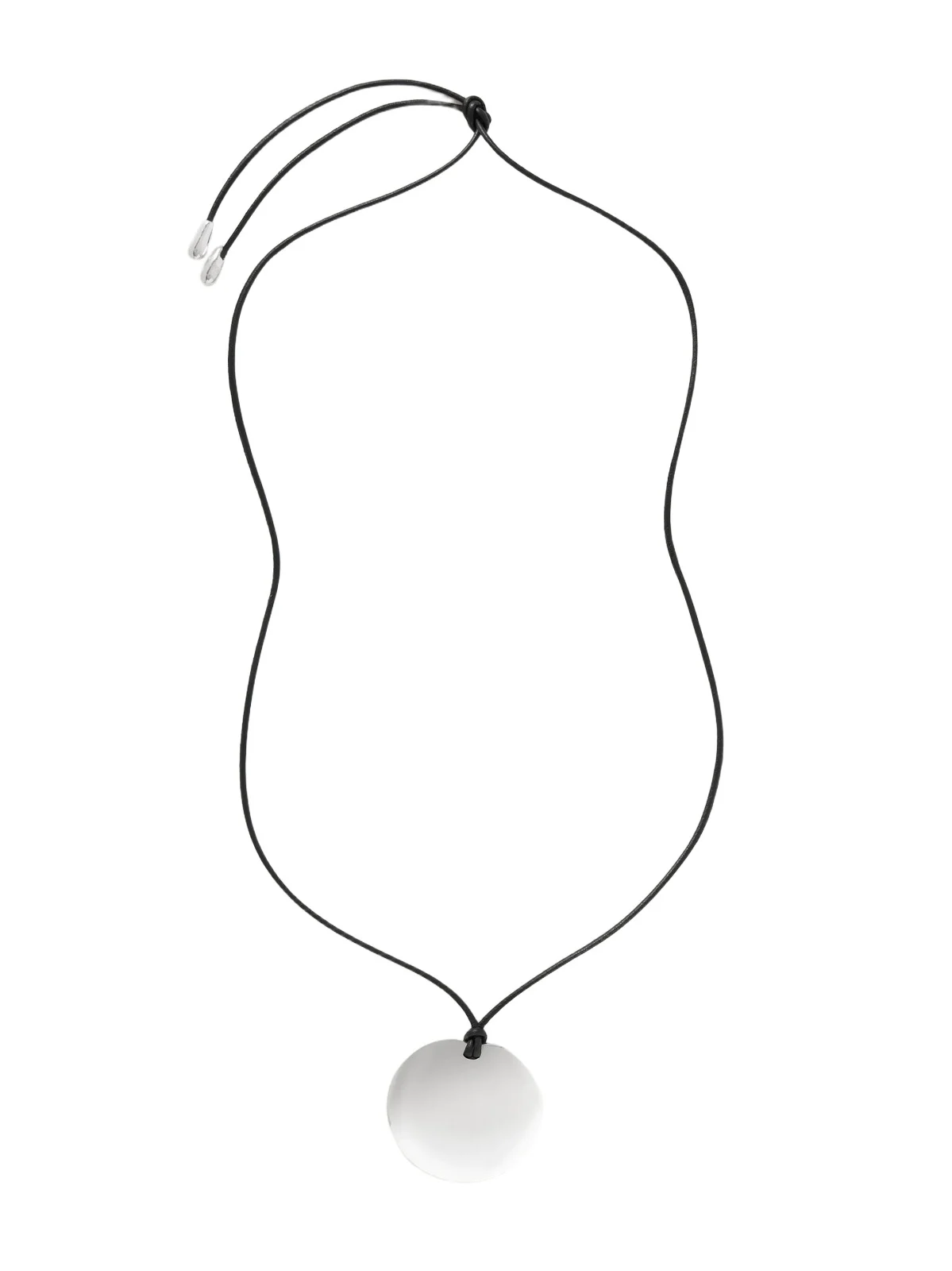 Medium Full Moon Cord And Silver Necklace