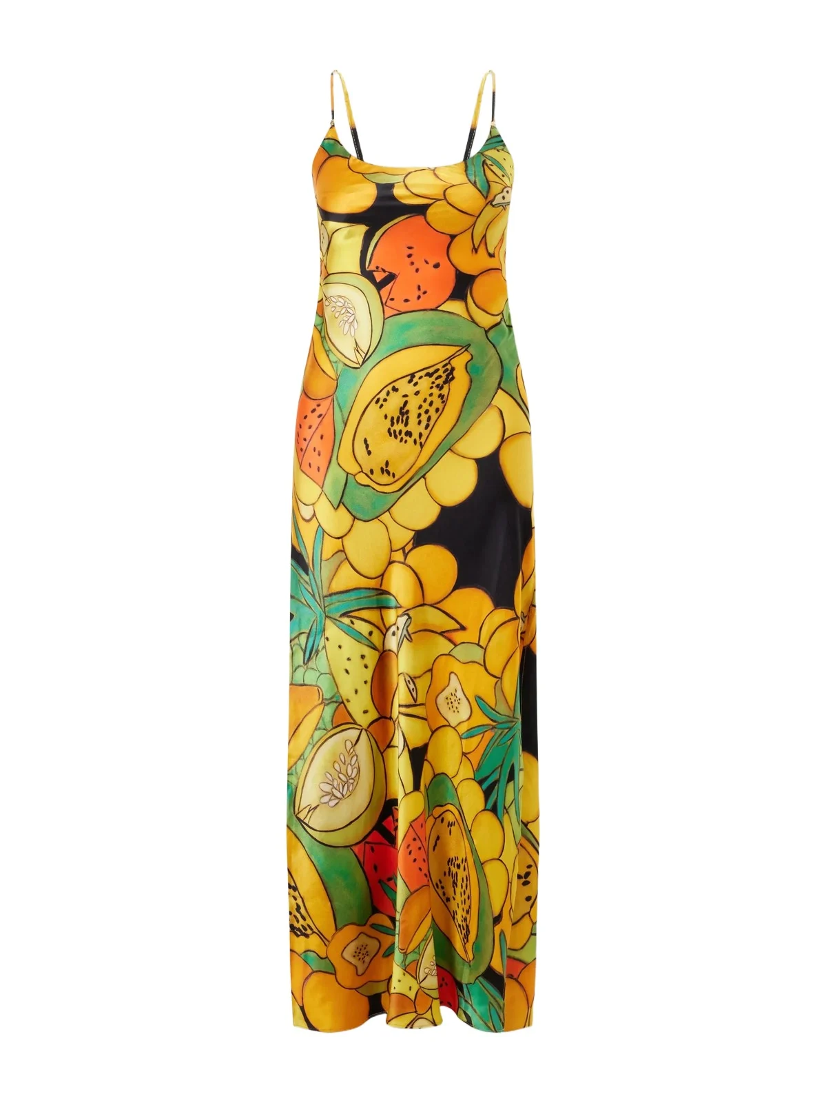 Frutas Printed Silk-blend Satin Maxi Dress