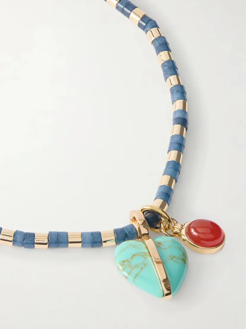 Roxanne Assoulin The Bar Gold-tone, Lapis Lazuli, Turquoise And Carnelian Necklace - Blue | Thumbnail 4 Roxanne Assoulin The Bar Gold-tone, Lapis Lazuli, Turquoise And Carnelian Necklace - Blue | Thumbnail 4