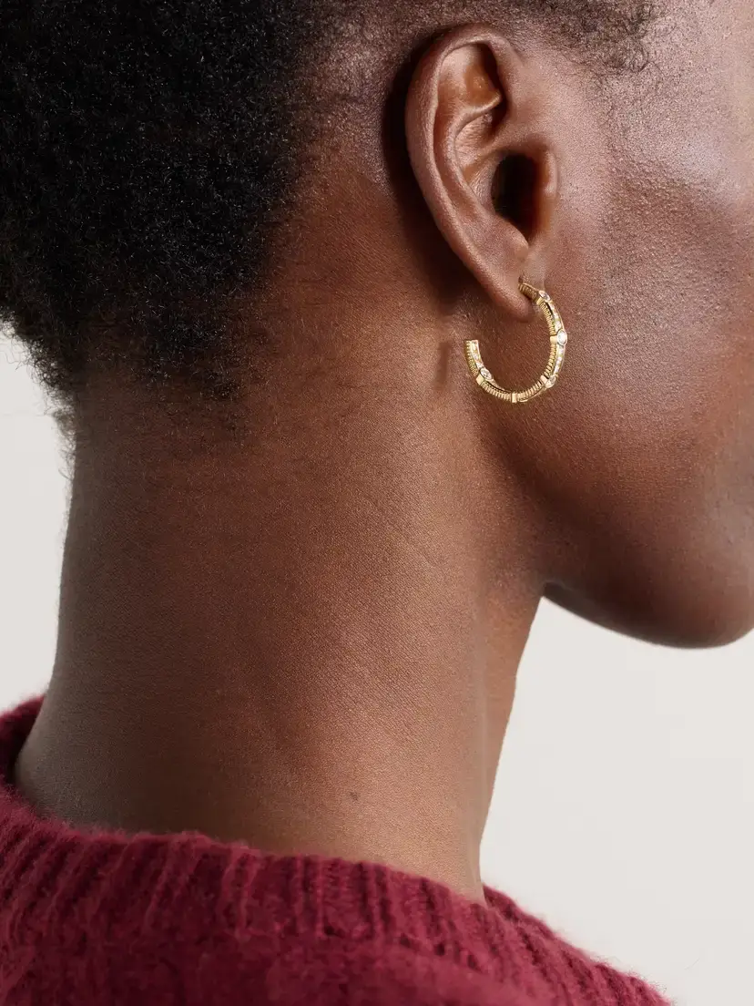 Viltier Rayon 18-karat Gold Diamond Hoop Earrings | Thumbnail 2 Viltier Rayon 18-karat Gold Diamond Hoop Earrings | Thumbnail 2