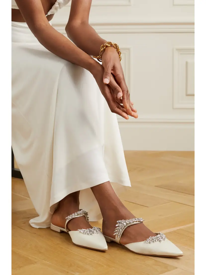 Manolo Blahnik Lurum 45 Crystal-embellished Satin Slippers | Thumbnail 2 Manolo Blahnik Lurum 45 Crystal-embellished Satin Slippers | Thumbnail 2