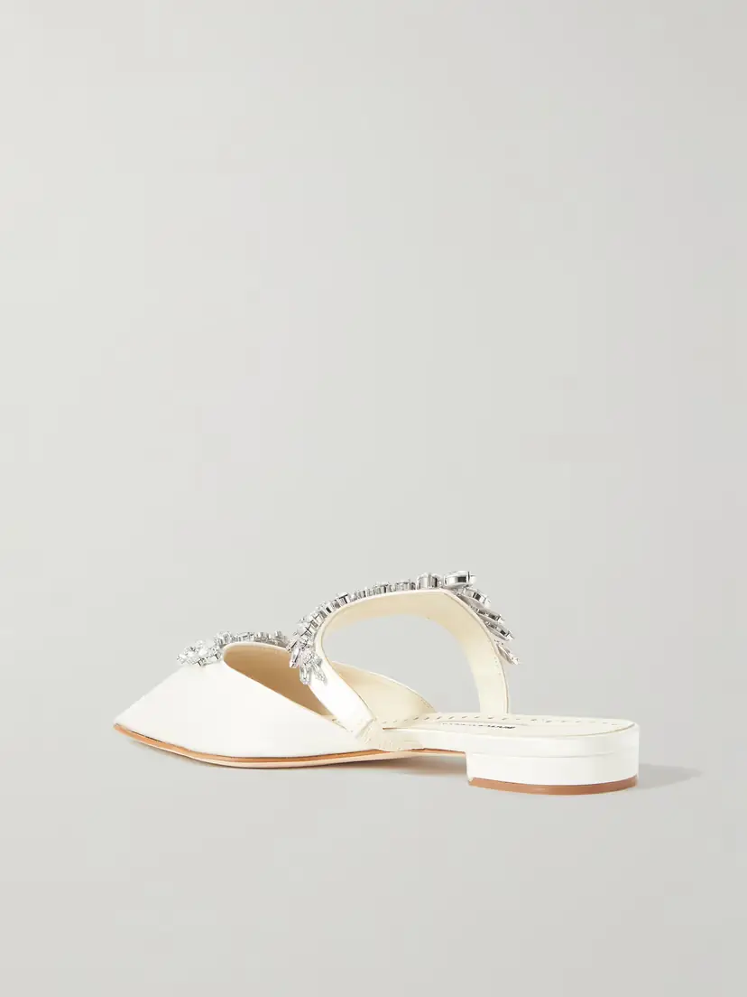 Manolo Blahnik Lurum 45 Crystal-embellished Satin Slippers | Thumbnail 3 Manolo Blahnik Lurum 45 Crystal-embellished Satin Slippers | Thumbnail 3