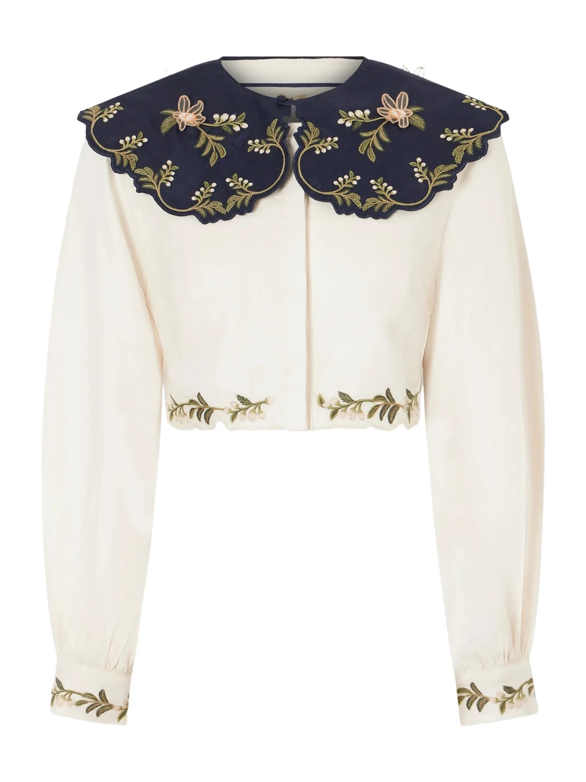 Agua by Agua Bendita Cumbre Floral-embroidered Appliquéd Tiered Linen Shirt