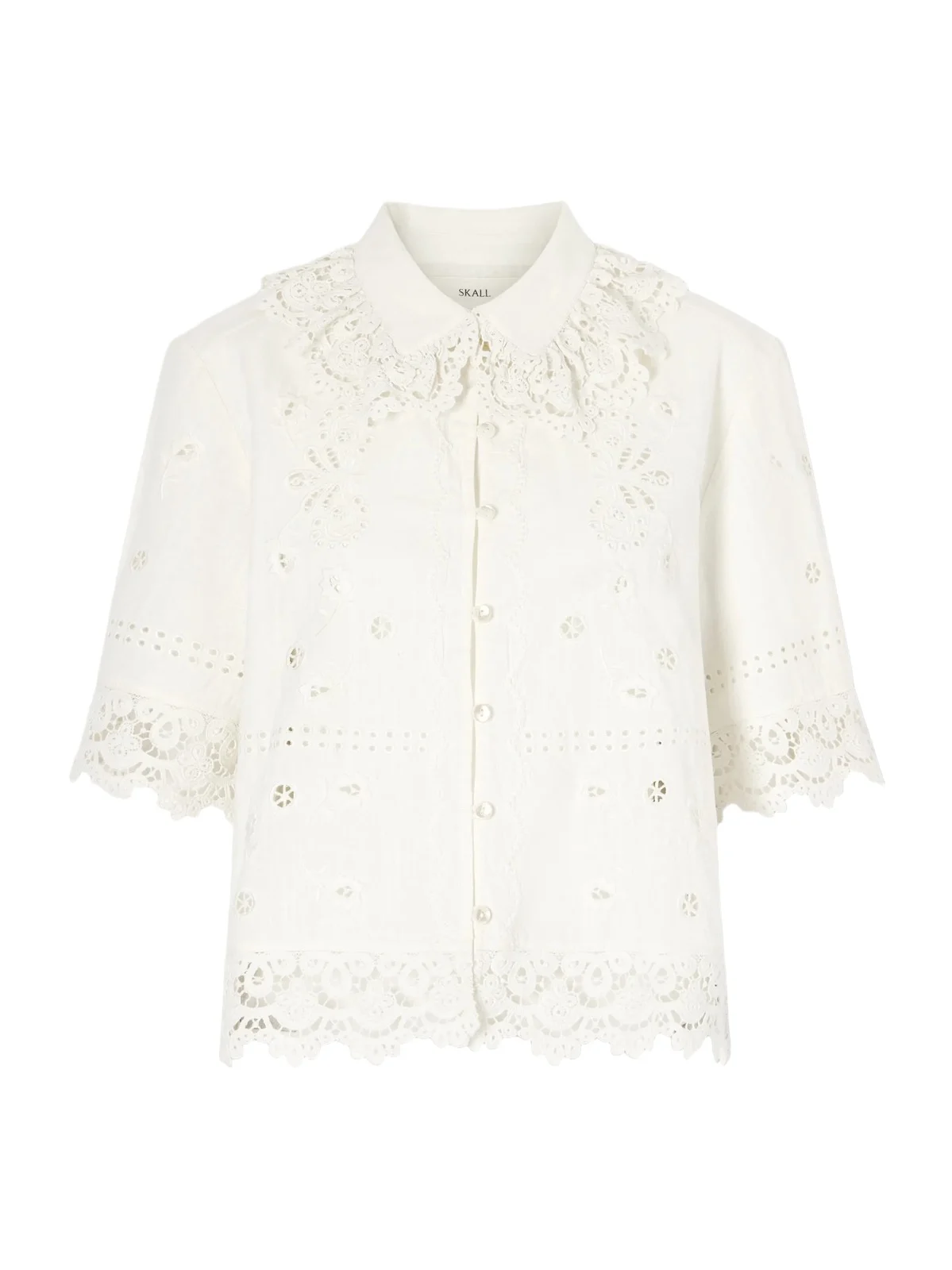 Talia Broderie Anglaise Cotton And Linen-blend Shirt - White Talia Broderie Anglaise Cotton And Linen-blend Shirt - White