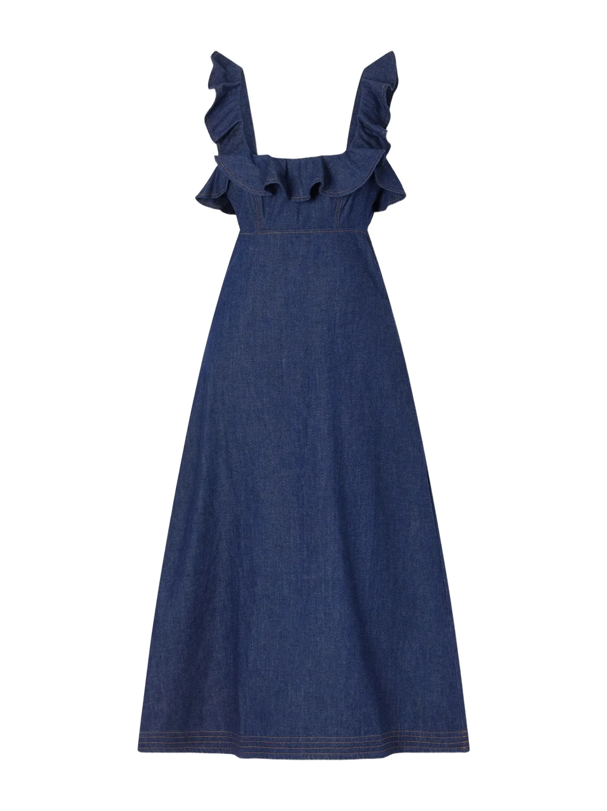 Aster Ruffled Denim Midi Dress Aster Ruffled Denim Midi Dress
