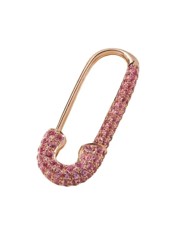 Safety Pin 18-karat Rose Gold Sapphire Earring